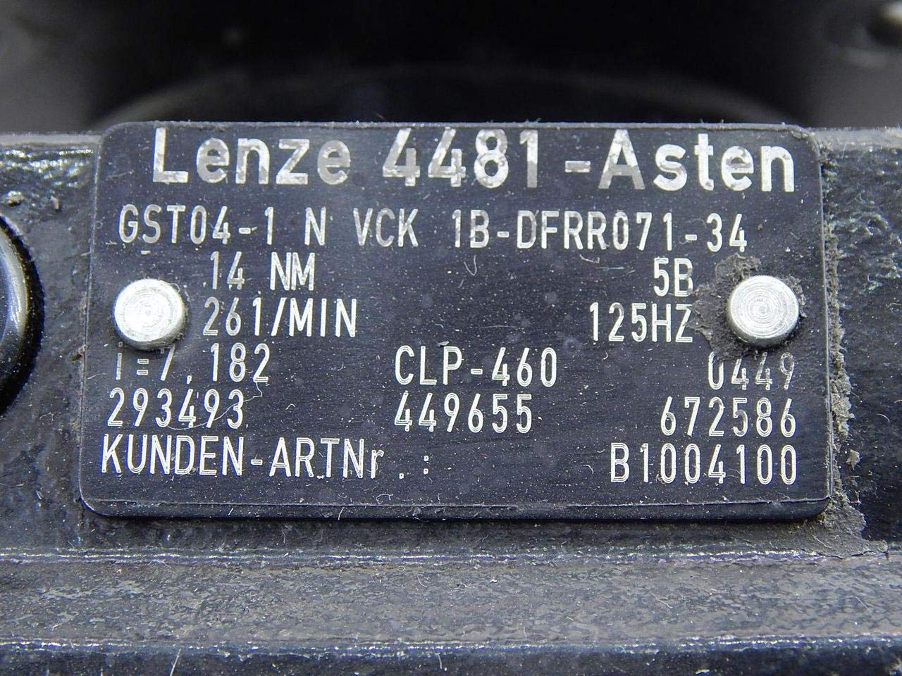 Шильд с информацией о модели lenze 4481 asten.
